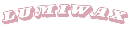 Pink 'LUMIWAX' text on a white background